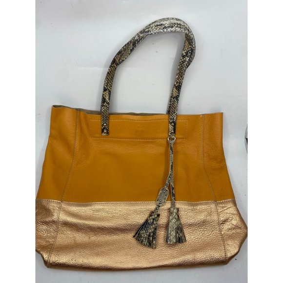 Rafe Women's Orange Gold Leather Handbag - Picture 3 of 14